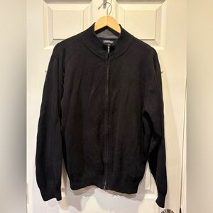 Consensus Men's Black Full-Zip Knit Sweater